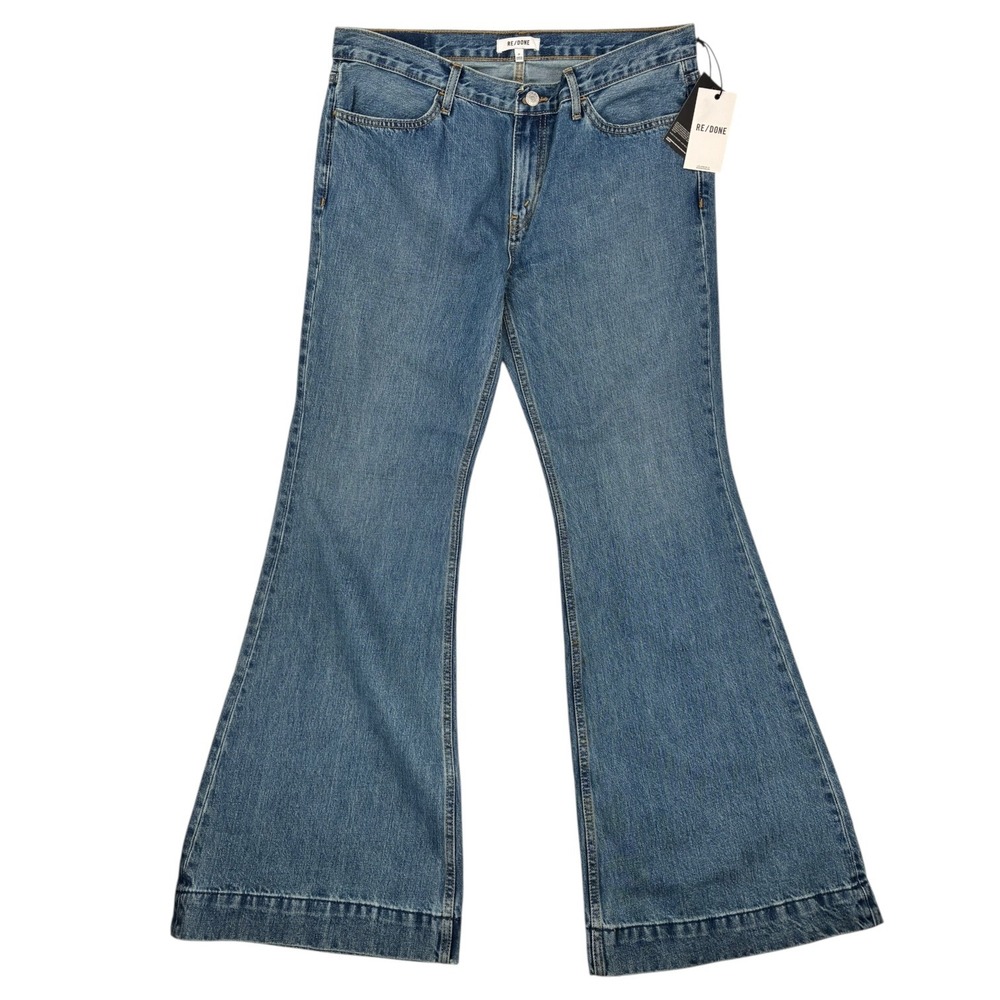 RE/DONE‎ 70s Low Rise Bell Bottom Jeans Clean Moon Wash Flare Denim 31 NWT